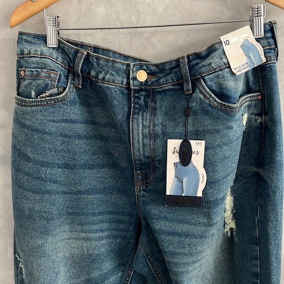 NWT Suko Jeans Women's High waisted Straight Leg Ripped Jeans, Cropped, Size 10 - Picture 6 of 9